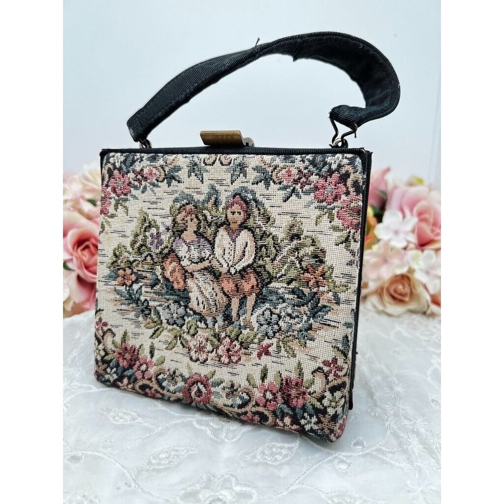 Antique Handbag Needlepoint Tapestry Mini Handbag 1930s/1940s